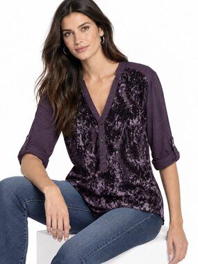 Anthropologie Tiny Vaha Silk Blend Velvet Burnout Top XL
